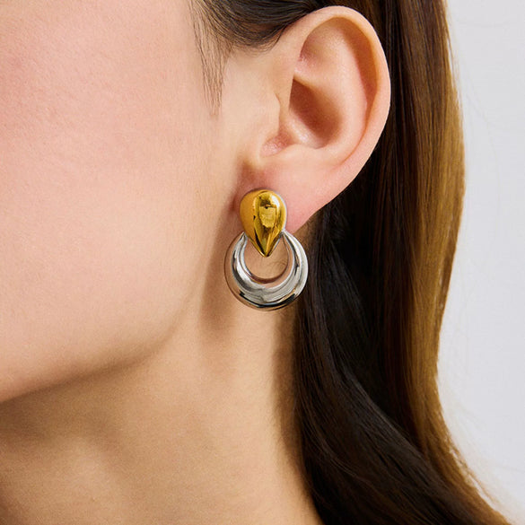 Wholesale Geometric Stainless Steel Electroplated Water Drop Earrings For Women