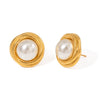 Wholesale Geometric Stainless Steel Electroplated White Shell Beads Pearl Winding Thread Earrings For Women