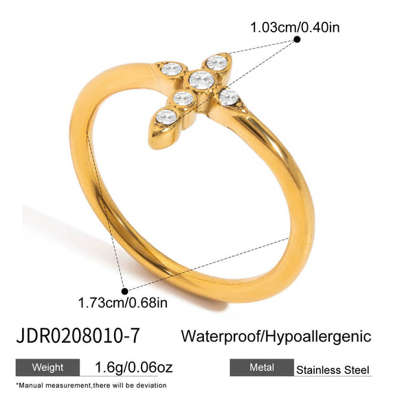 Wholesale Geometric Stainless Steel Electroplated Women's Cross Ring Accessories