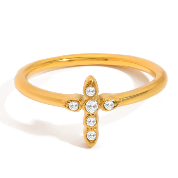 Wholesale Geometric Stainless Steel Electroplated Women's Cross Ring Accessories