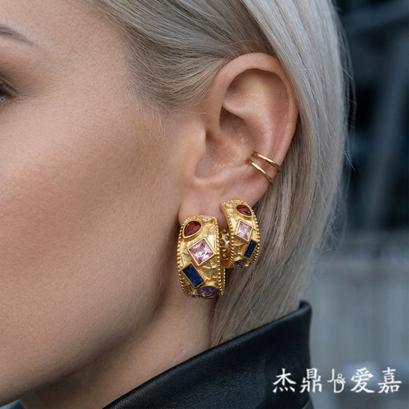 Wholesale Geometric Stainless Steel Electroplated Women's Earrings