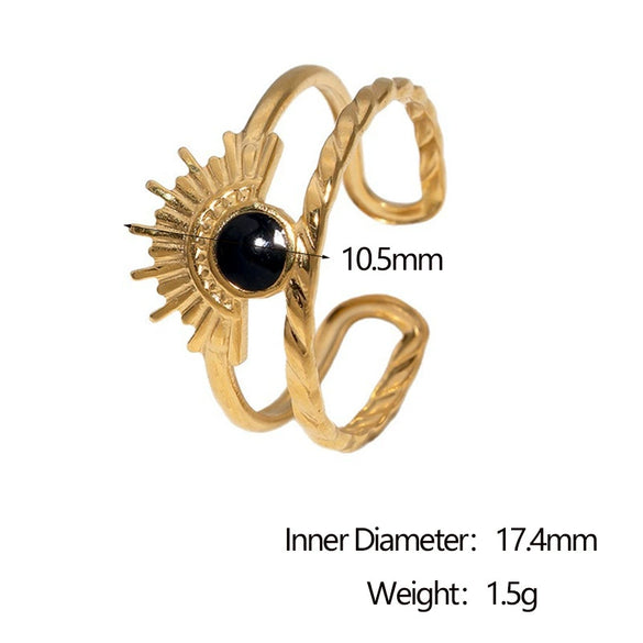 Wholesale Geometric Stainless Steel Electroplated Women's Open Rings Retro Simple Style