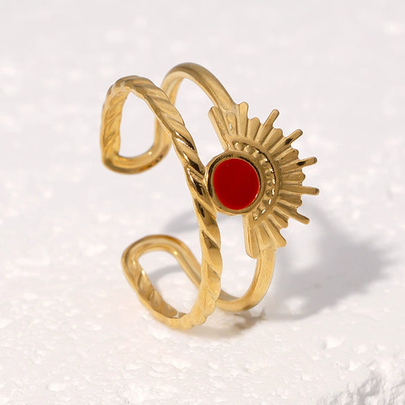 Wholesale Geometric Stainless Steel Electroplated Women's Open Rings Retro Simple Style
