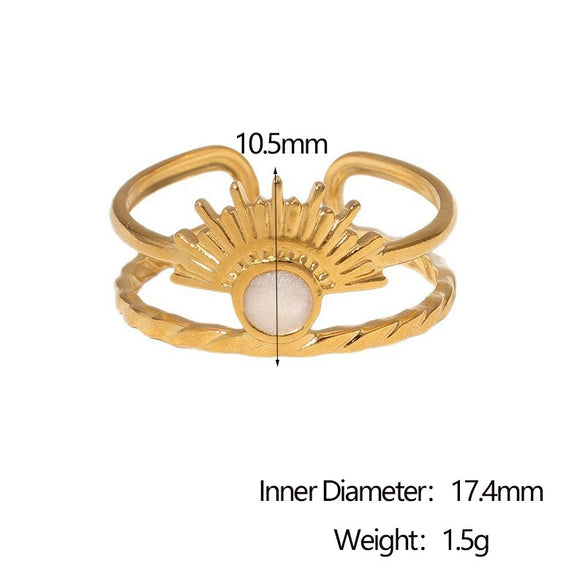 Wholesale Geometric Stainless Steel Electroplated Women's Open Rings Retro Simple Style