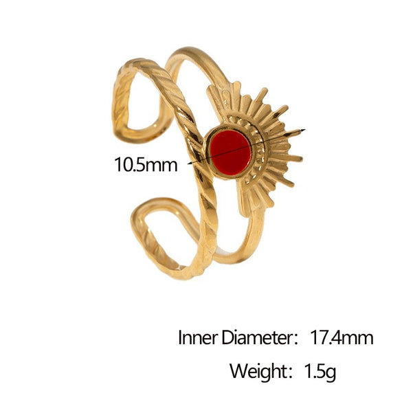 Wholesale Geometric Stainless Steel Electroplated Women's Open Rings Retro Simple Style