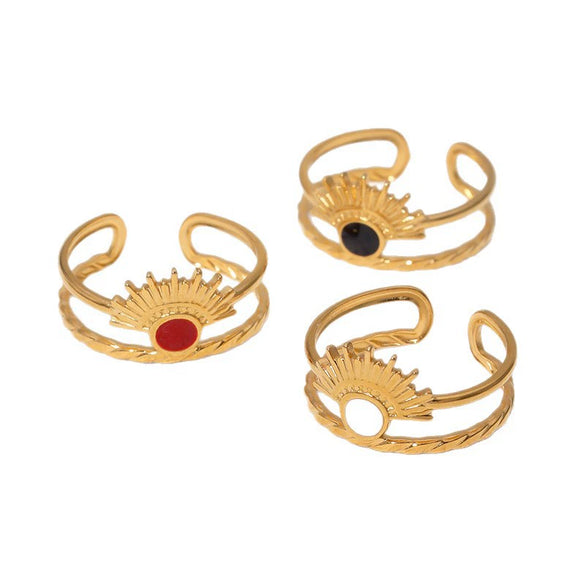 Wholesale Geometric Stainless Steel Electroplated Women's Open Rings Retro Simple Style