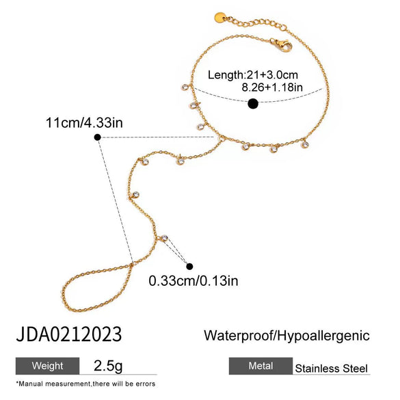 Wholesale Geometric Stainless Steel Electroplated Zircon Anklets For Women In Fashion Trend