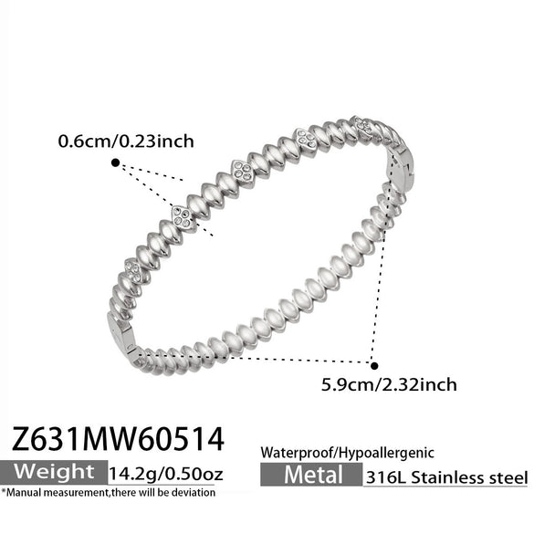 Wholesale Geometric Stainless Steel Electroplated Zirconinlaid Women's Bracelet