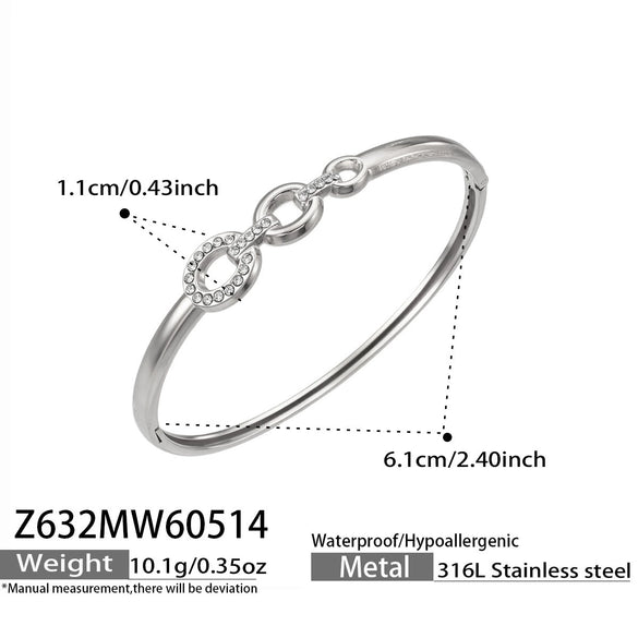 Wholesale Geometric Stainless Steel Electroplated Zirconinlaid Women's Bracelet