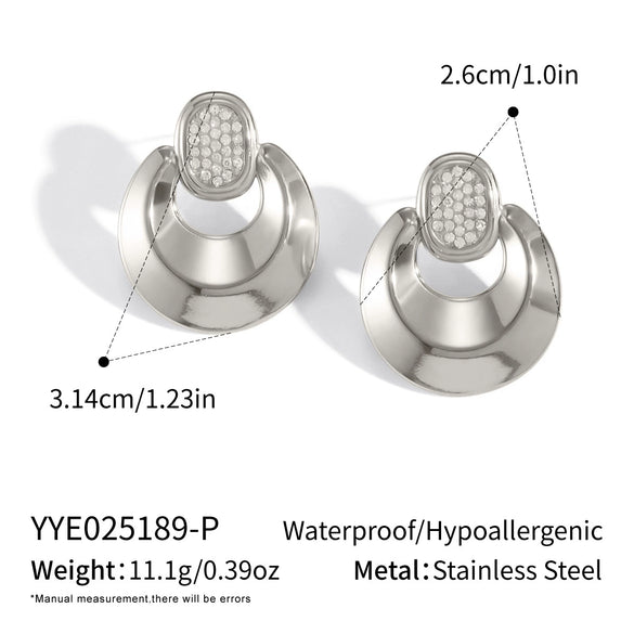 Wholesale Geometric Stainless Steel Fine Polished Fashionable Texture Light Luxury High End Women's Earrings With Electroplating Process Waterproof And Environmentally Friendly