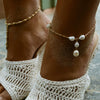 Wholesale Geometric Stainless Steel Freshwater Pearl Clip Chain Anklet Electroplated Trendy Women's Jewelry