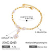 Wholesale Geometric Stainless Steel Freshwater Pearl Clip Chain Anklet Electroplated Trendy Women's Jewelry