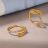 Wholesale Geometric Stainless Steel Gold Plated Light Luxury Open Ring Jewelry For Women