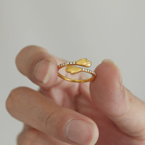 Wholesale Geometric Stainless Steel Gold Plated Light Luxury Open Ring Jewelry For Women