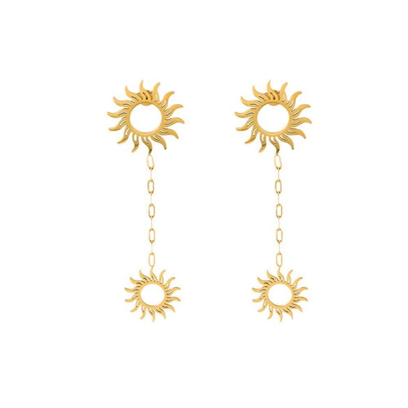 Wholesale Geometric Stainless Steel Goldplated Polished Waterproof Jewelry Set Of Necklace And Earrings For Women