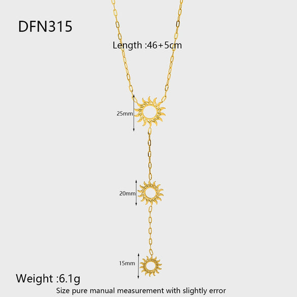 Wholesale Geometric Stainless Steel Goldplated Polished Waterproof Jewelry Set Of Necklace And Earrings For Women