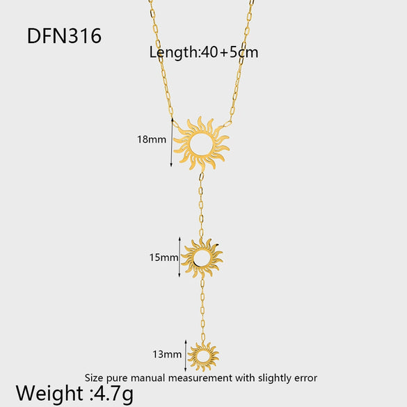 Wholesale Geometric Stainless Steel Goldplated Polished Waterproof Jewelry Set Of Necklace And Earrings For Women