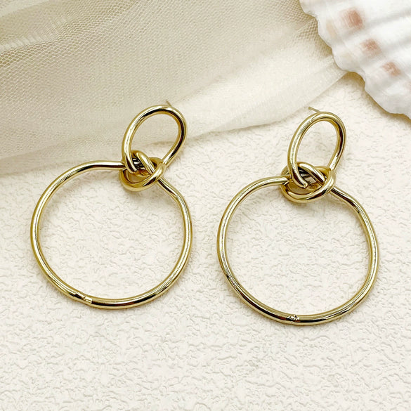 Wholesale Geometric Stainless Steel Goldplated Round Earrings For Women
