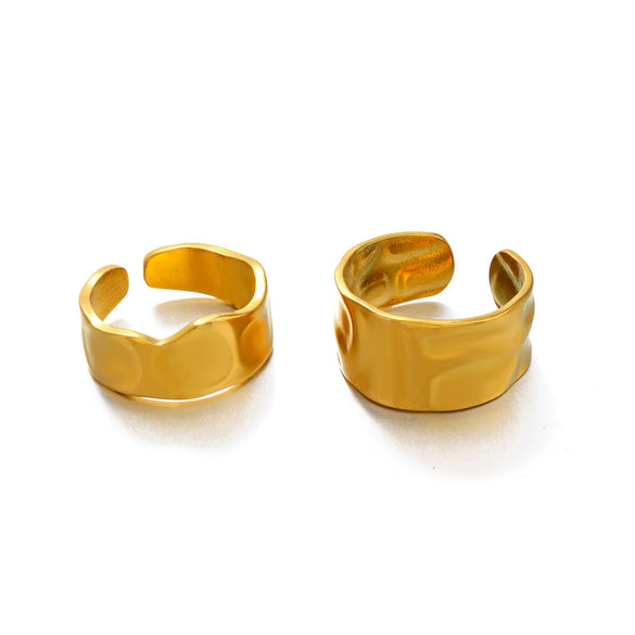 Wholesale Geometric Stainless Steel Goldplated Wide Opening Adjustable Ring For Women