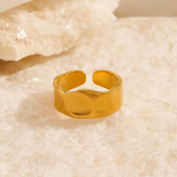 Wholesale Geometric Stainless Steel Goldplated Wide Opening Adjustable Ring For Women