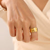 Wholesale Geometric Stainless Steel Goldplated Wide Opening Adjustable Ring For Women