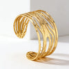 Wholesale Geometric Stainless Steel Hydraulic Pressure Hollowout Open Bracelet