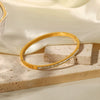 Wholesale Geometric Stainless Steel Inlaid White Square Zircon Electroplated Ladies Bracelet