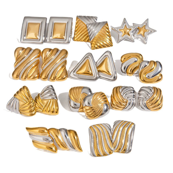 Wholesale Geometric Stainless Steel Jewelry With Gold And Silver Color Matching And Electroplating Design