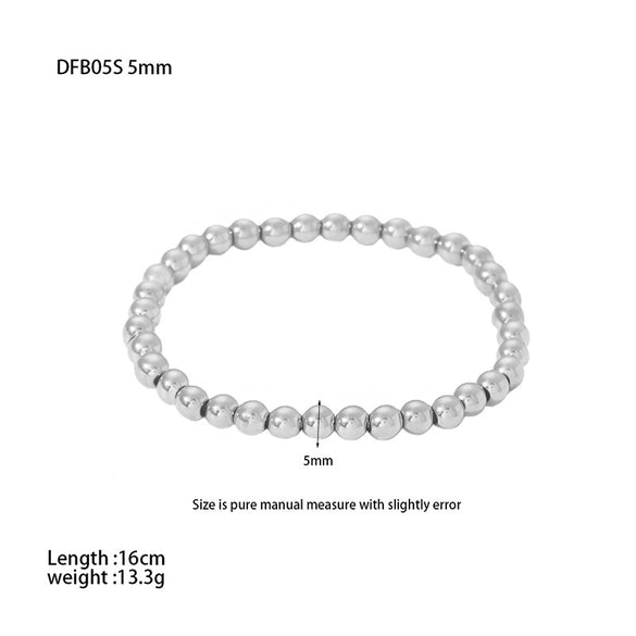 Wholesale Geometric Stainless Steel 18K Gold Beads Elastic Electroplated Bracelet Jewelry