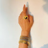 Wholesale Geometric Stainless Steel 18K Gold Beads Elastic Electroplated Bracelet Jewelry