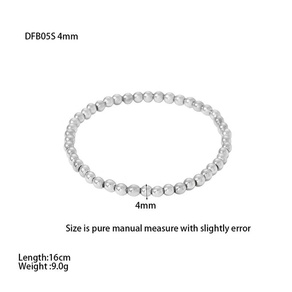 Wholesale Geometric Stainless Steel 18K Gold Beads Elastic Electroplated Bracelet Jewelry