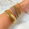 Wholesale Geometric Stainless Steel 18K Gold Beads Elastic Electroplated Bracelet Jewelry