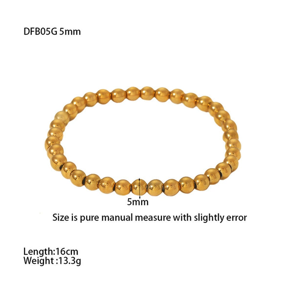 Wholesale Geometric Stainless Steel 18K Gold Beads Elastic Electroplated Bracelet Jewelry