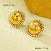 Wholesale Geometric Stainless Steel 18K Gold Electroplated Diamondencrusted Women's Earrings