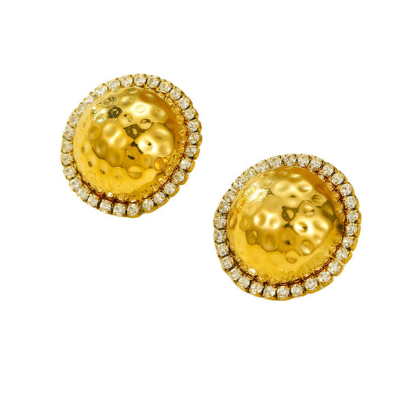 Wholesale Geometric Stainless Steel 18K Gold Electroplated Diamondencrusted Women's Earrings