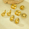 Wholesale Geometric Stainless Steel 18K Gold Electroplated Diamondencrusted Women's Earrings