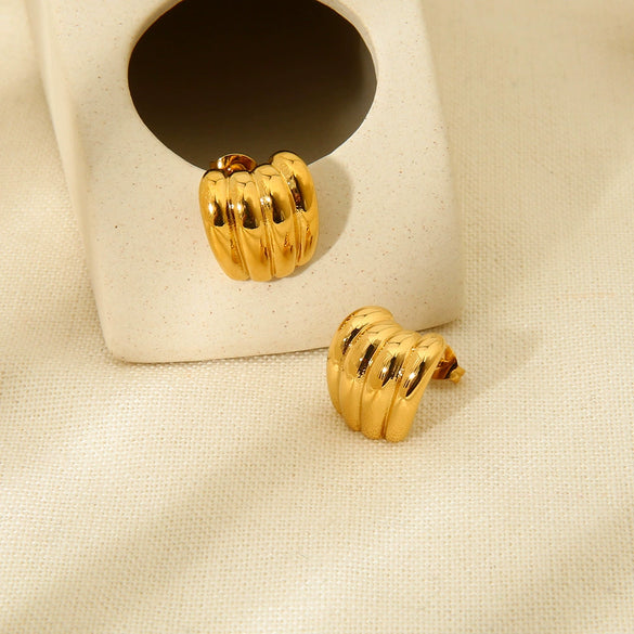 Wholesale Geometric Stainless Steel 18K Gold Electroplated Earrings For Women