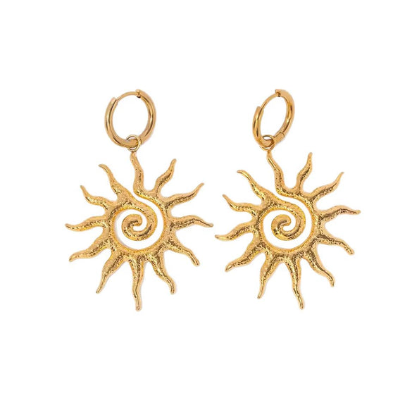 Wholesale Geometric Stainless Steel 18K Gold Electroplated Jewelry Set For Women Pendant Necklace Choker Earrings