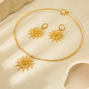 Wholesale Geometric Stainless Steel 18K Gold Electroplated Jewelry Set For Women Pendant Necklace Choker Earrings