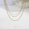 Wholesale Geometric Stainless Steel 18K Gold Electroplated Necklace For Women Exquisite Minimalist Three Layered Clavicle Chain