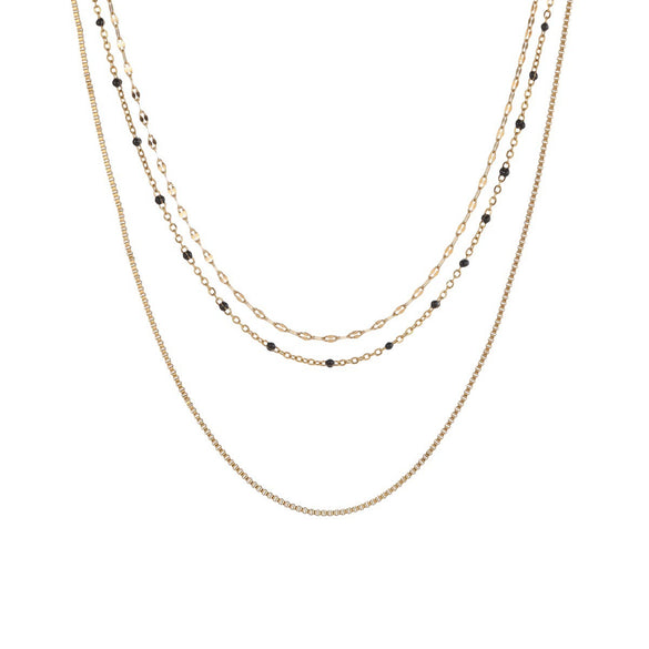 Wholesale Geometric Stainless Steel 18K Gold Electroplated Necklace For Women Exquisite Minimalist Three Layered Clavicle Chain