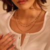 Wholesale Geometric Stainless Steel 18K Gold Electroplated Necklace For Women Exquisite Minimalist Three Layered Clavicle Chain