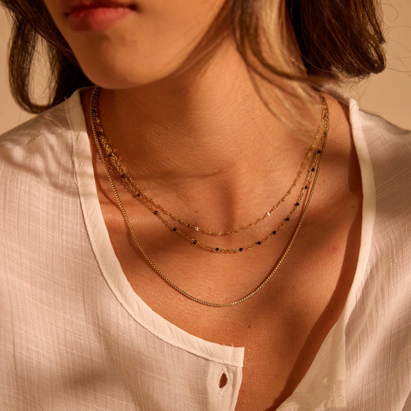 Wholesale Geometric Stainless Steel 18K Gold Electroplated Necklace For Women Exquisite Minimalist Three Layered Clavicle Chain