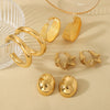 Wholesale Geometric Stainless Steel 16K Gold Electroplated Oval Ear Buckle Earrings For Women