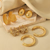 Wholesale Geometric Stainless Steel 16K Gold Electroplated Oval Ear Buckle Earrings For Women