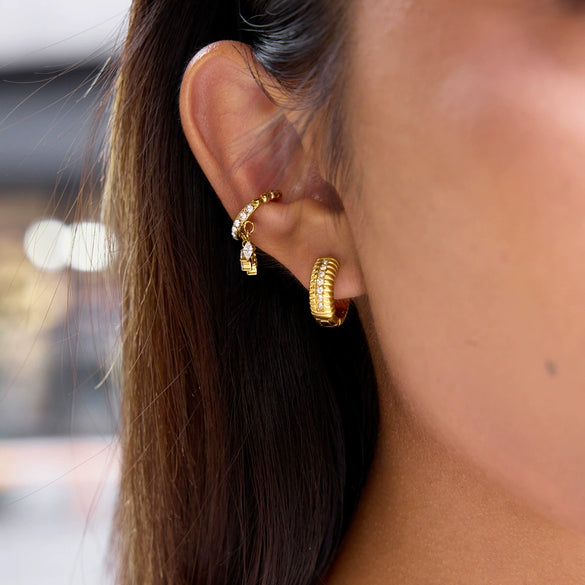 Wholesale Geometric Stainless Steel 18K Gold Electroplated Rhinestone Earrings For Women Casual Style