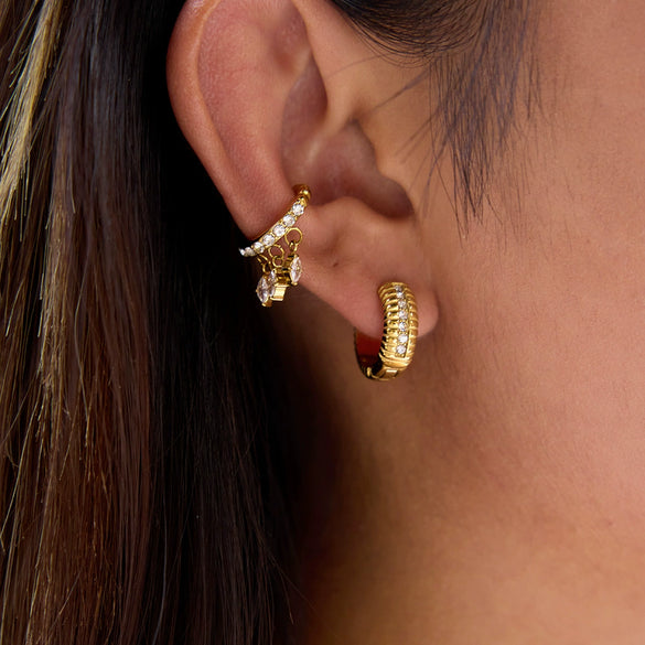 Wholesale Geometric Stainless Steel 18K Gold Electroplated Rhinestone Earrings For Women Casual Style