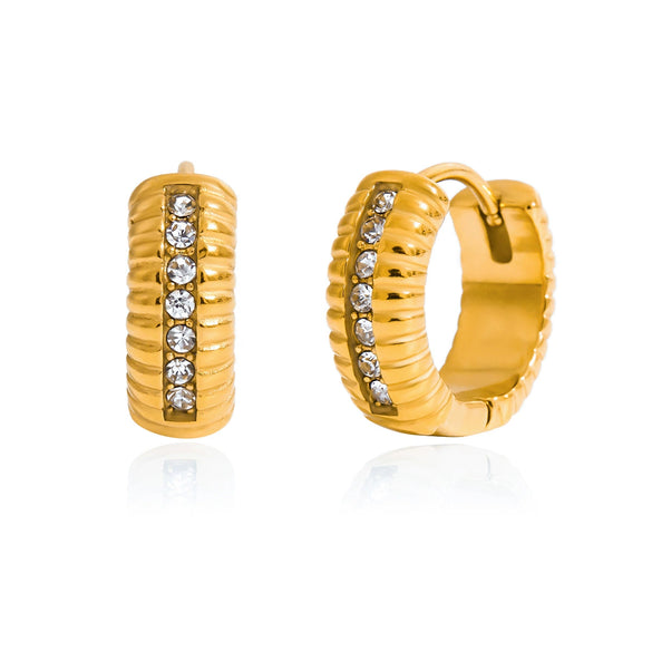 Wholesale Geometric Stainless Steel 18K Gold Electroplated Rhinestone Earrings For Women Casual Style