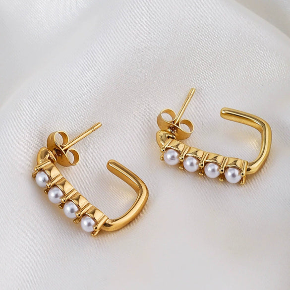 Wholesale Geometric Stainless Steel 18K Gold Electroplated Women's Earrings
