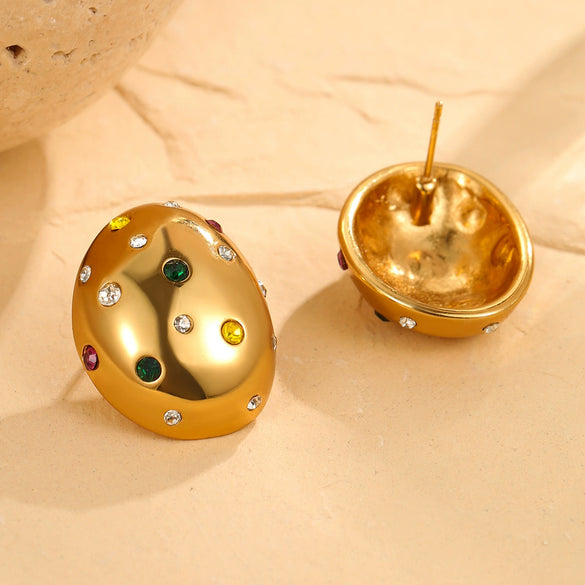 Wholesale Geometric Stainless Steel 18K Gold Electroplated Women's Earrings